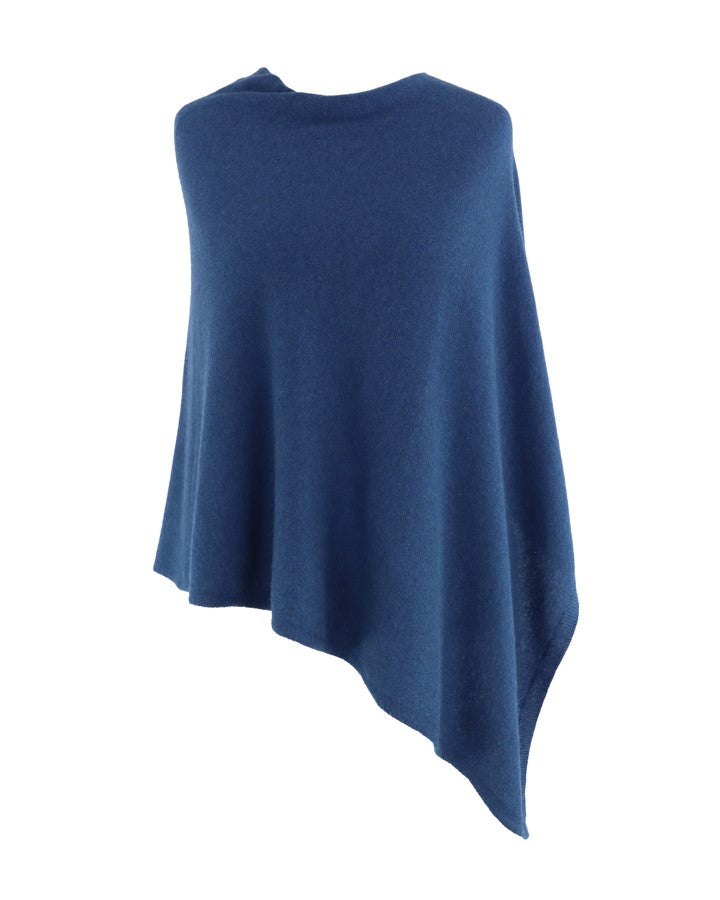 Italian Wool/Cashmere Blend Classic Asymmetric Poncho from Cadenza Italy