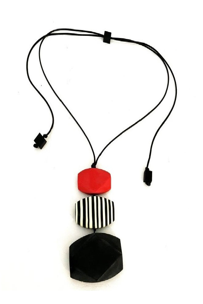 Noa Ecco Geometric Hexagon Shapes Colourful Resin Pendant Necklace Adjustable Cord