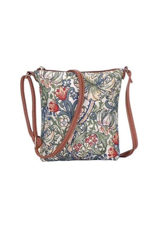 Signare Tapestry Golden Lily By William Morris Sling Crossbody Shoulder Bag Woven Tapestry