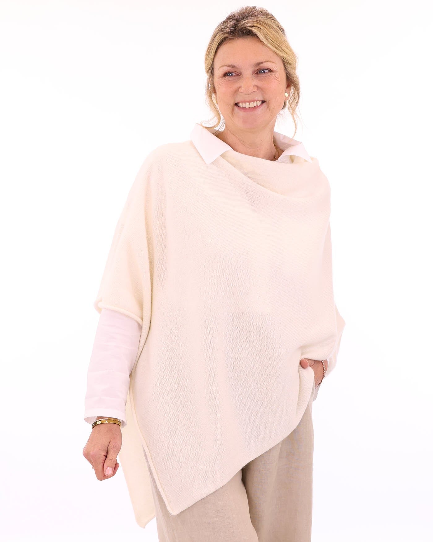 Cashmere Wool Blend Ponchos by Cadenza Italy