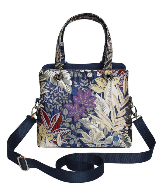 Earth Squared Fair Trade Jacquard Camille Handbag Cross Body Shoulder Bag Navy Spring