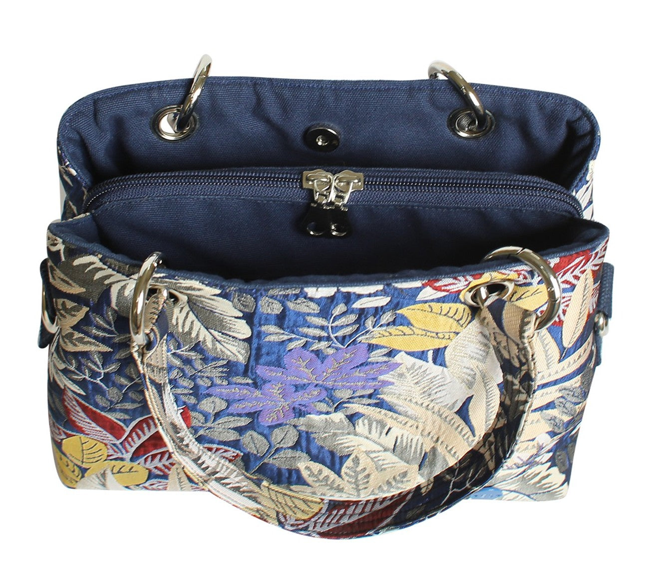 Earth Squared Fair Trade Jacquard Camille Handbag Cross Body Shoulder Bag Navy Spring