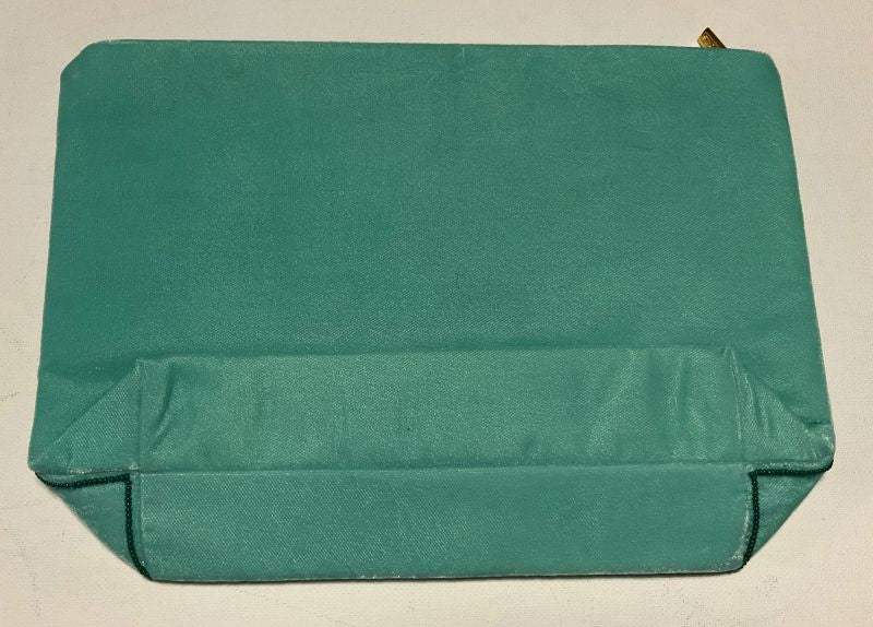 My Doris Large Ocean Blue Velvet Zipped Pouch with Hand Beaded Sea Scene
