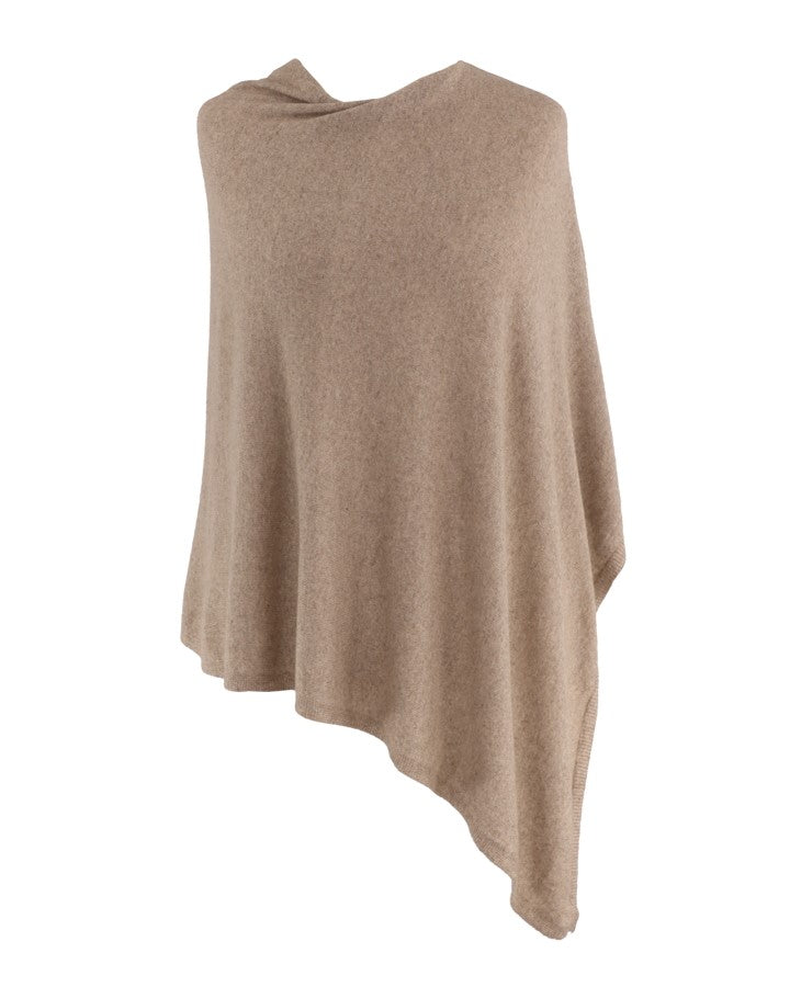 Italian Wool/Cashmere Blend Classic Asymmetric Poncho from Cadenza Italy