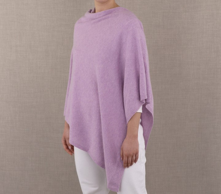 Italian Wool/Cashmere Blend Classic Asymmetric Poncho from Cadenza Italy