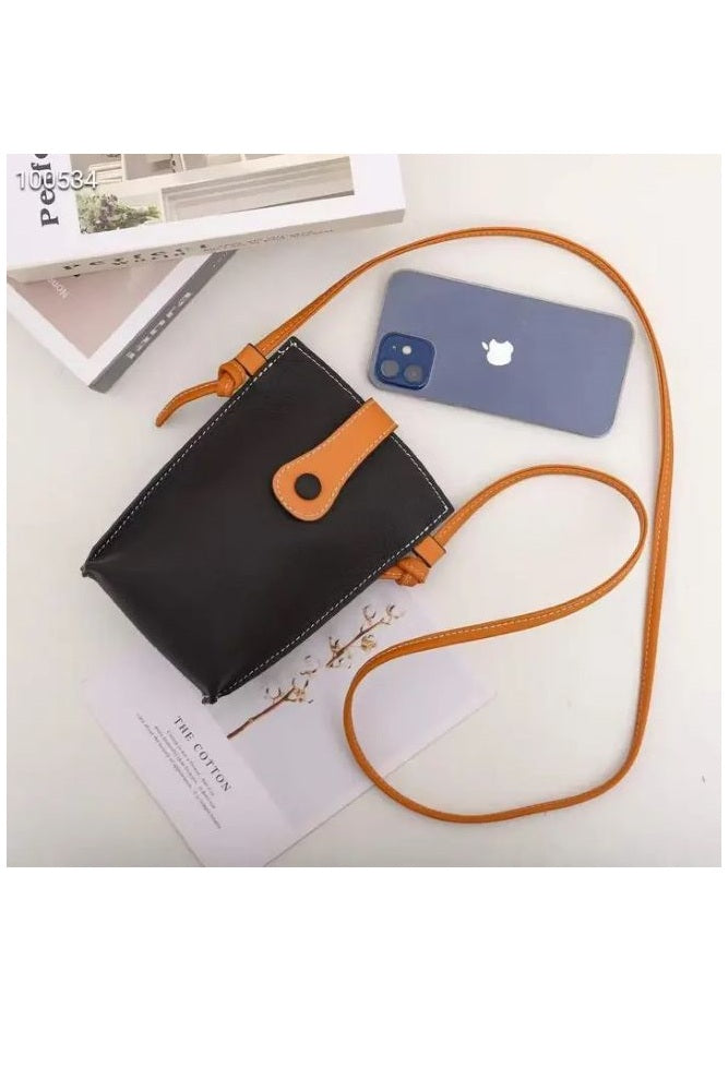 Superbia Leather Crossbody Everyday Mobile Phone Bag Two Toned Colour Snap Closure