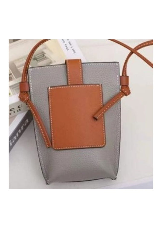 Superbia Leather Crossbody Everyday Mobile Phone Bag Two Toned Colour Snap Closure