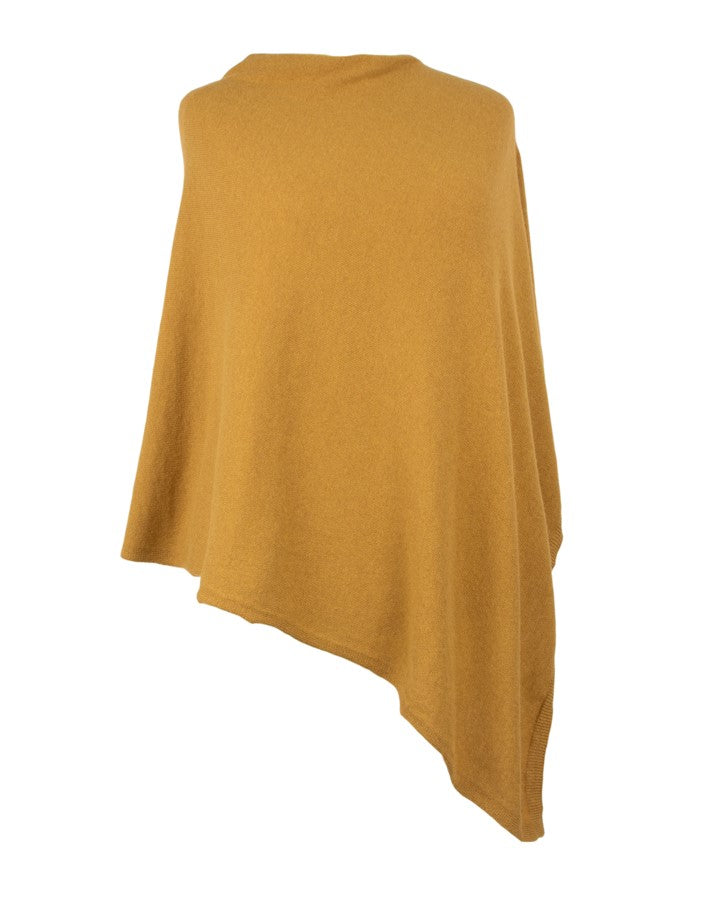 Italian Wool/Cashmere Blend Classic Asymmetric Poncho from Cadenza Italy