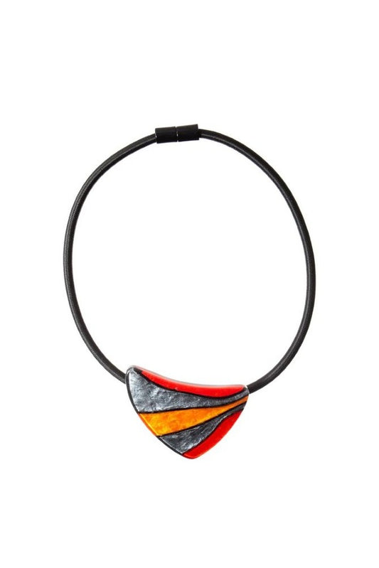 Zsiska by Prue Sirocco Black Cord Choker Magnetic Closure Resin Necklace