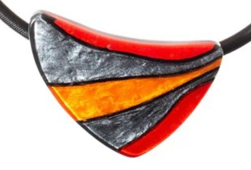 Zsiska by Prue Sirocco Black Cord Choker Magnetic Closure Resin Necklace