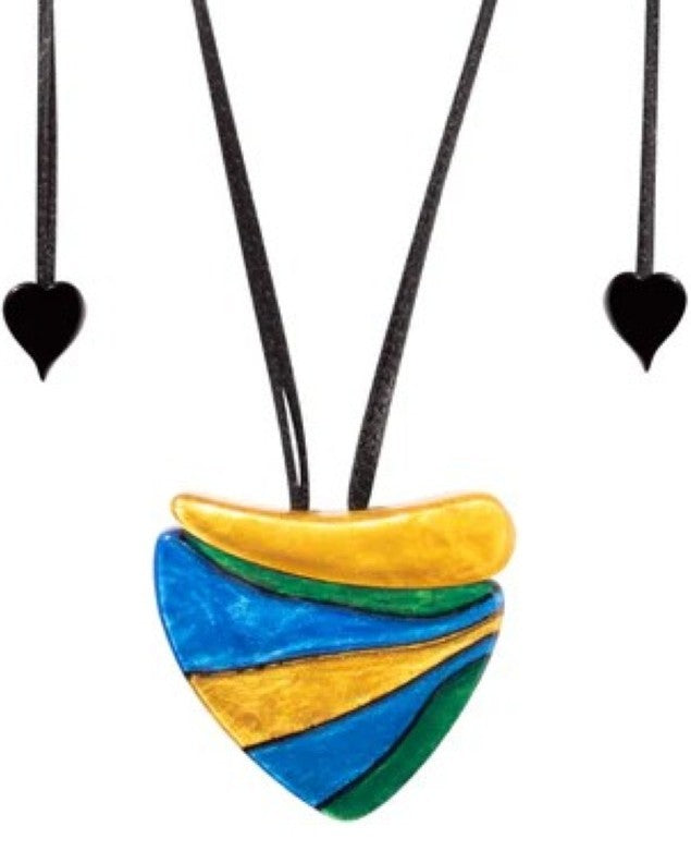 Zsiska by Prue Sirocco Resin Adjustable Pendant Necklace Gold, Blue, Green