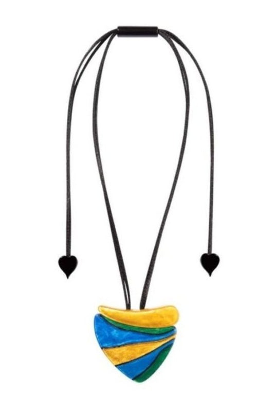 Zsiska by Prue Sirocco Resin Adjustable Pendant Necklace Gold, Blue, Green