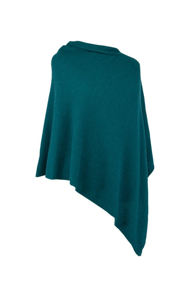 Italian Wool/Cashmere Blend Classic Asymmetric Poncho from Cadenza Italy