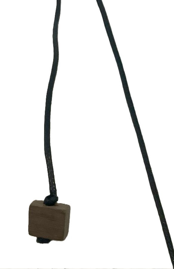 Noa Ecco Geometric Wood and Resin Prismas Necklace Adjustable Cord