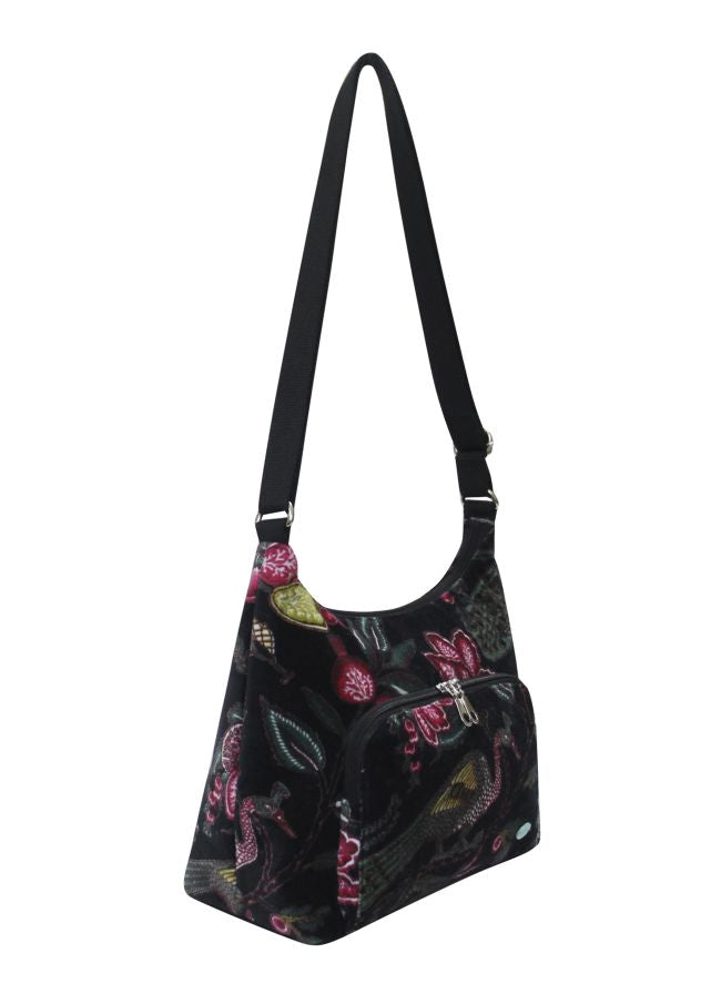 Earth Squared Printed Velvet Hobo Bag Cross Body Shoulder Bag