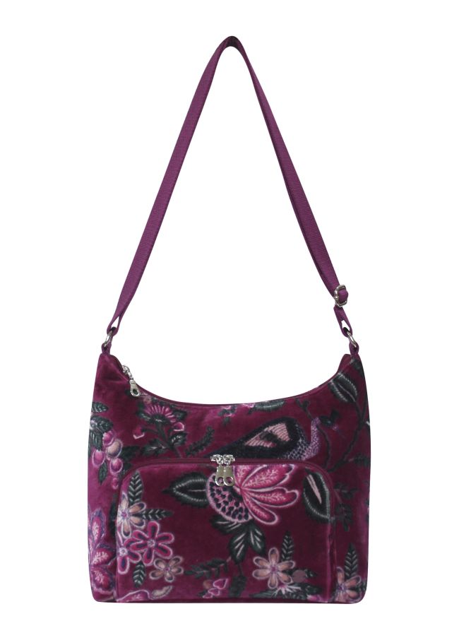 Earth Squared Printed Velvet Hobo Bag Cross Body Shoulder Bag