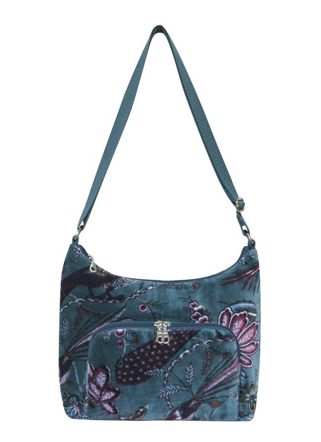 Earth Squared Printed Velvet Hobo Bag Cross Body Shoulder Bag