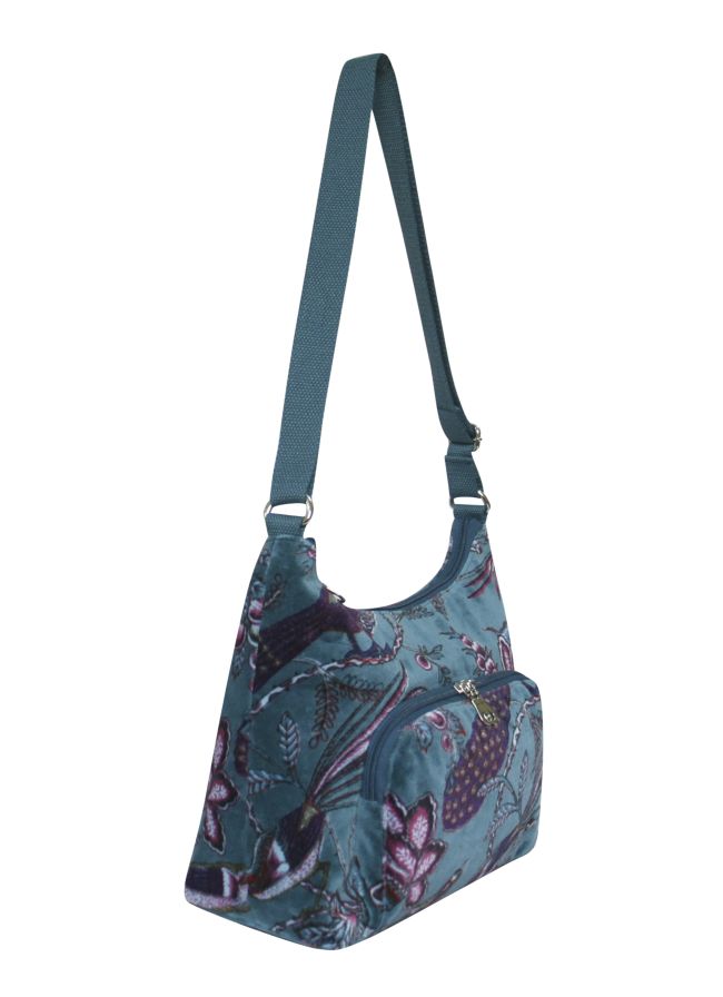 Earth Squared Printed Velvet Hobo Bag Cross Body Shoulder Bag