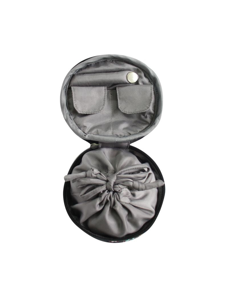 Earth Squared Printed Velvet Jewellery Round Pouch