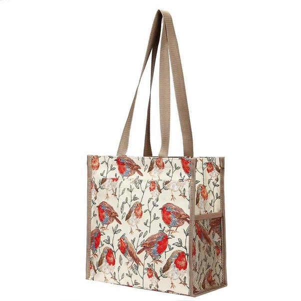 Signare Tapestry Shopper/Tote Bag Beautiful Robin Birds