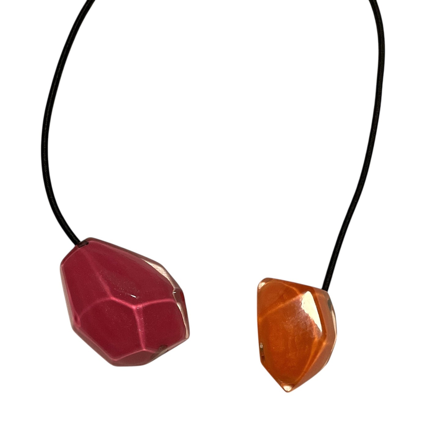 Prue by Zsiska Resin Bead Necklace 'Rock Candy' Pink and Orange with Magnetic Closure