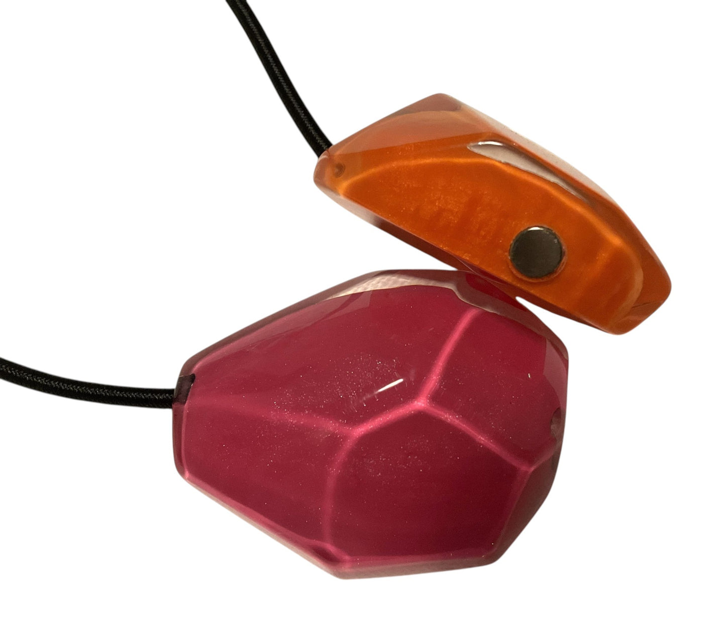 Prue by Zsiska Resin Bead Necklace 'Rock Candy' Pink and Orange with Magnetic Closure