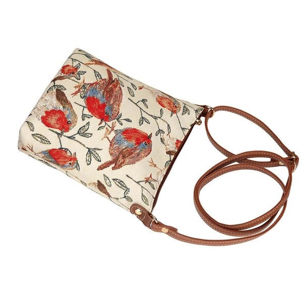 Signare Tapestry Cross Body Sling Bag Beautiful Red Robins