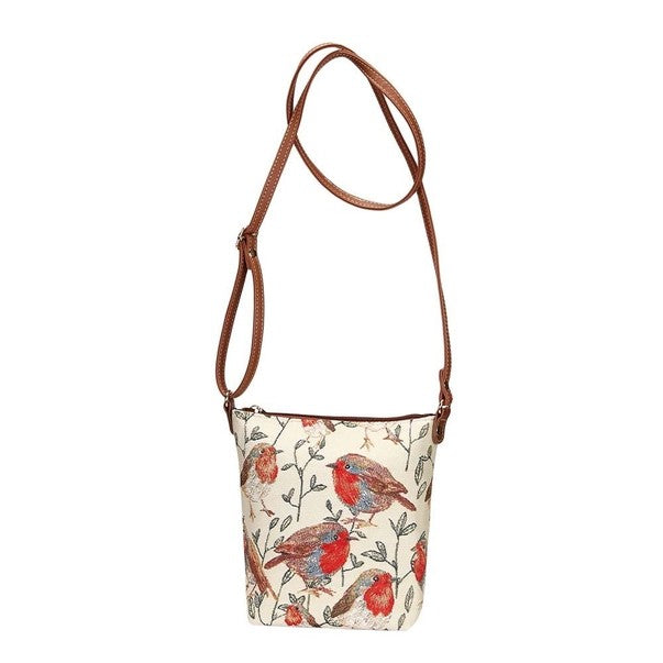 Signare Tapestry Cross Body Sling Bag Beautiful Red Robins