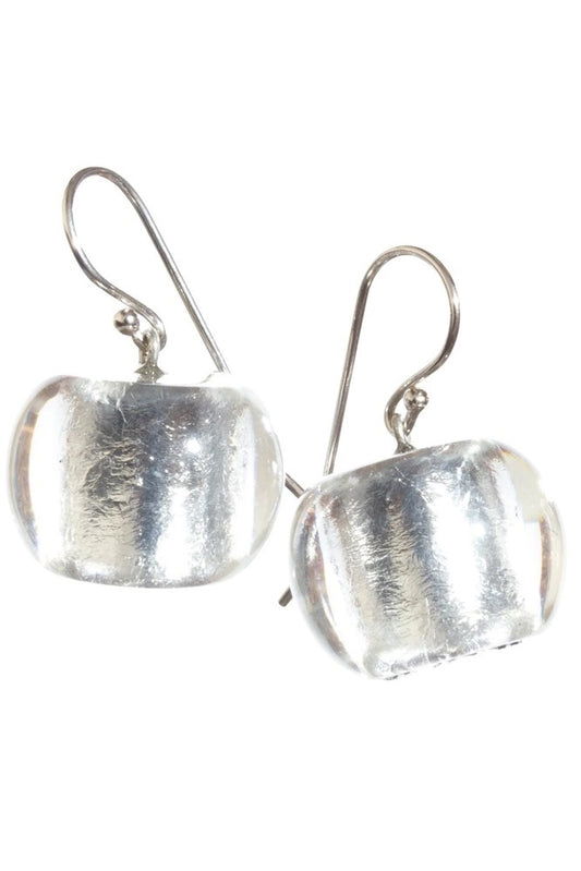 Zsiska Glitz Silver Leaf Ball Earrings with Gift Pouch