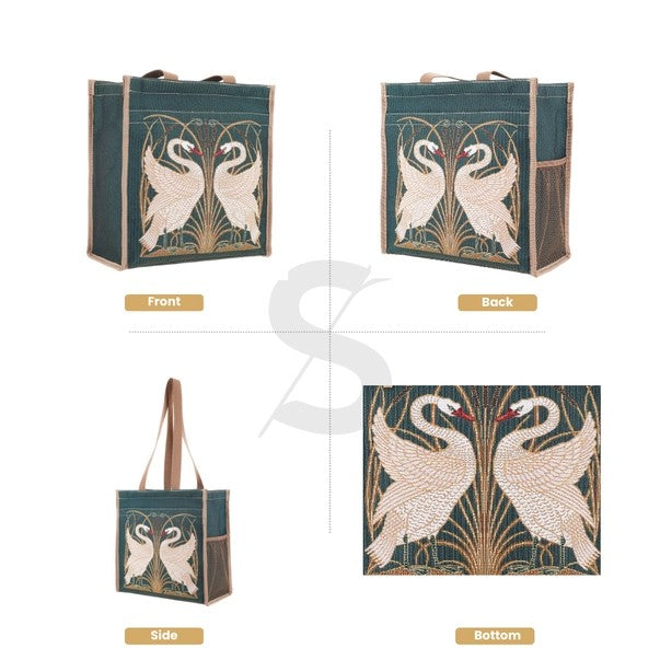 Signare Tapestry Shopper/Tote Bag Walter Crane Inspired Swan Painting