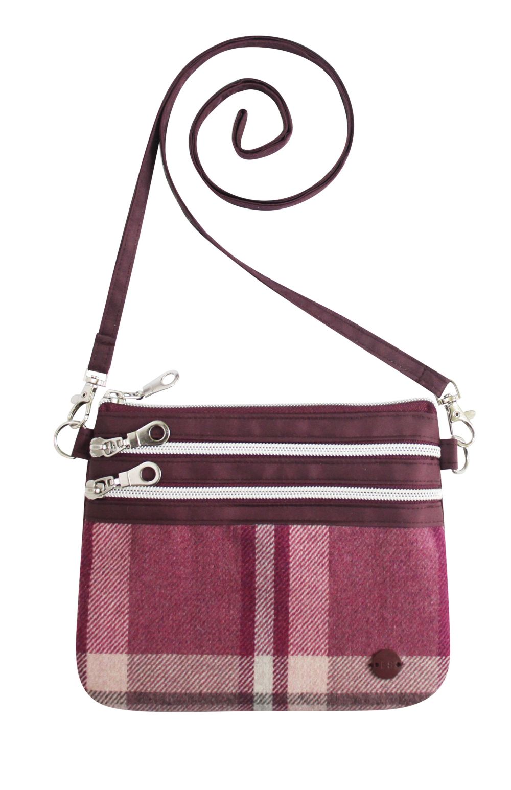 Earth Squared Tweed Wool 3-Zip Pouch Crossbody Bag Winton Purple