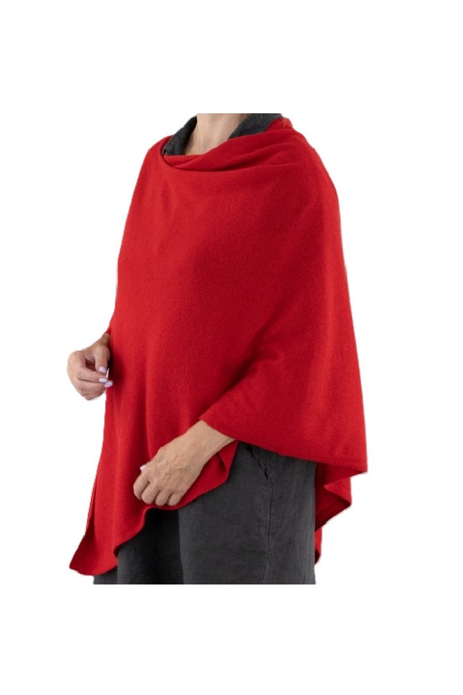 Italian Wool/Cashmere Blend Classic Asymmetric Poncho from Cadenza Italy