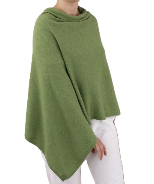 Italian Wool/Cashmere Blend Classic Asymmetric Poncho from Cadenza Italy