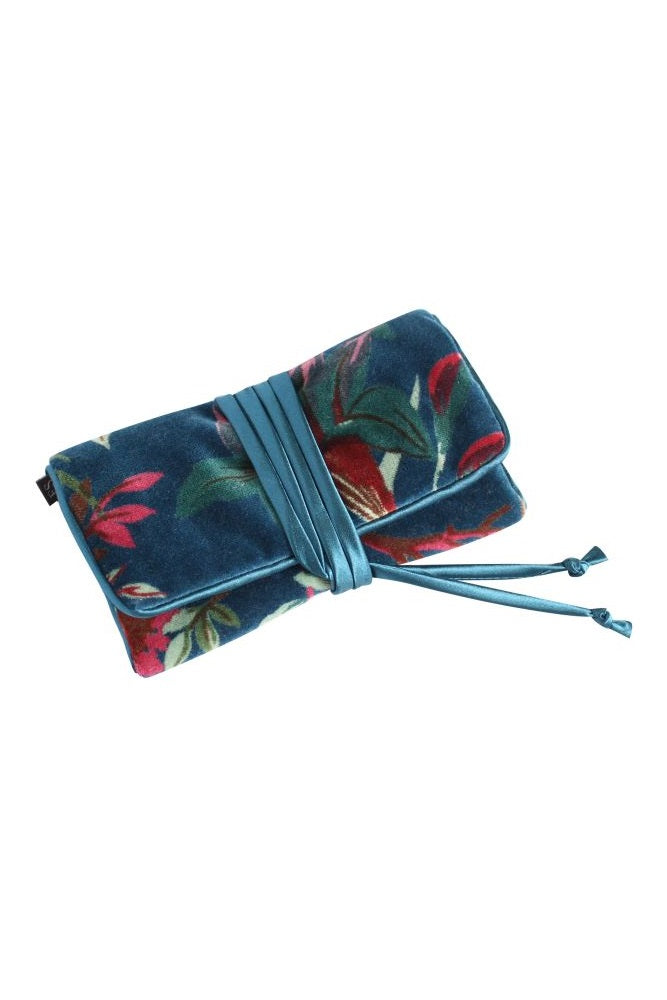 Earth Squared Eden Velvet Jewellery Roll with Pouches Assorted Colours