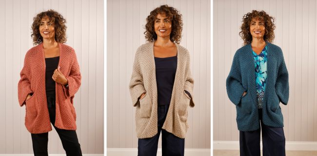 Goose Island Chunky Cable Knit Cardigan with Pockets