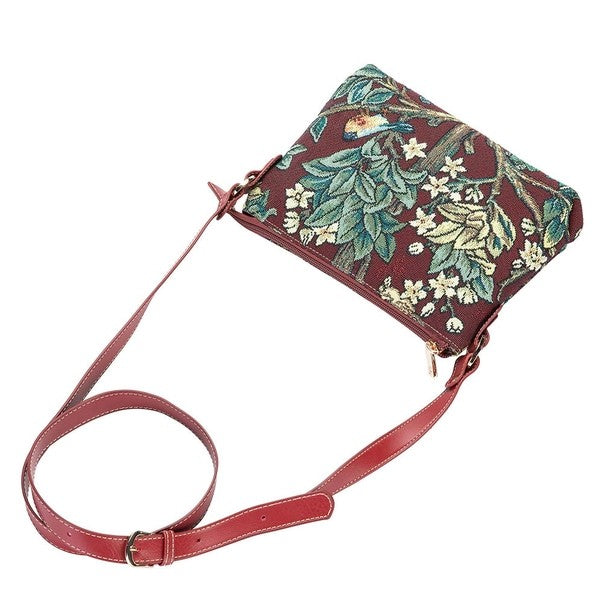 Signare Tapestry Satchel Cross Body Bag William Morris Tree of Life Red