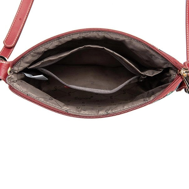 Signare Tapestry Satchel Cross Body Bag William Morris Tree of Life Red