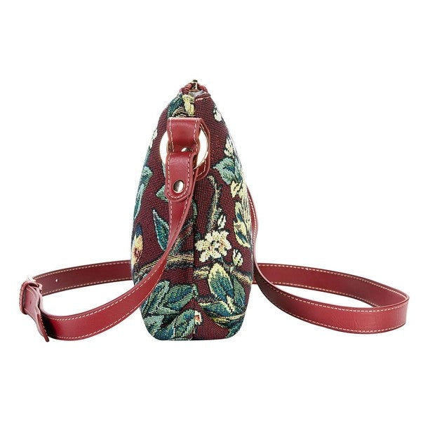 Signare Tapestry Satchel Cross Body Bag William Morris Tree of Life Red